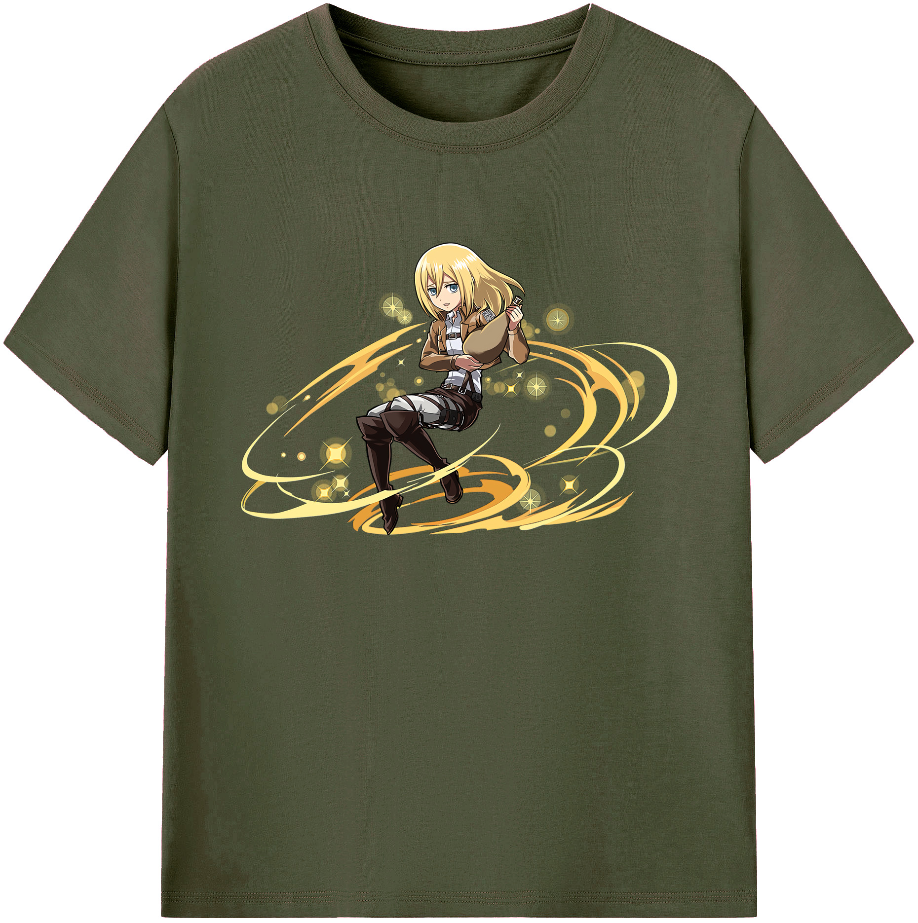 （画像用） 進撃の巨人 クリスタ·レンズ Attack on Titan Christa Lenz 綿100％ メンズ半袖Tシャツ｜肌触りやわらか＆通気性